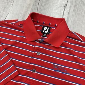 Footjoy Golf Polo Shirt Mens Large Red Striped Performance Fairmount Club